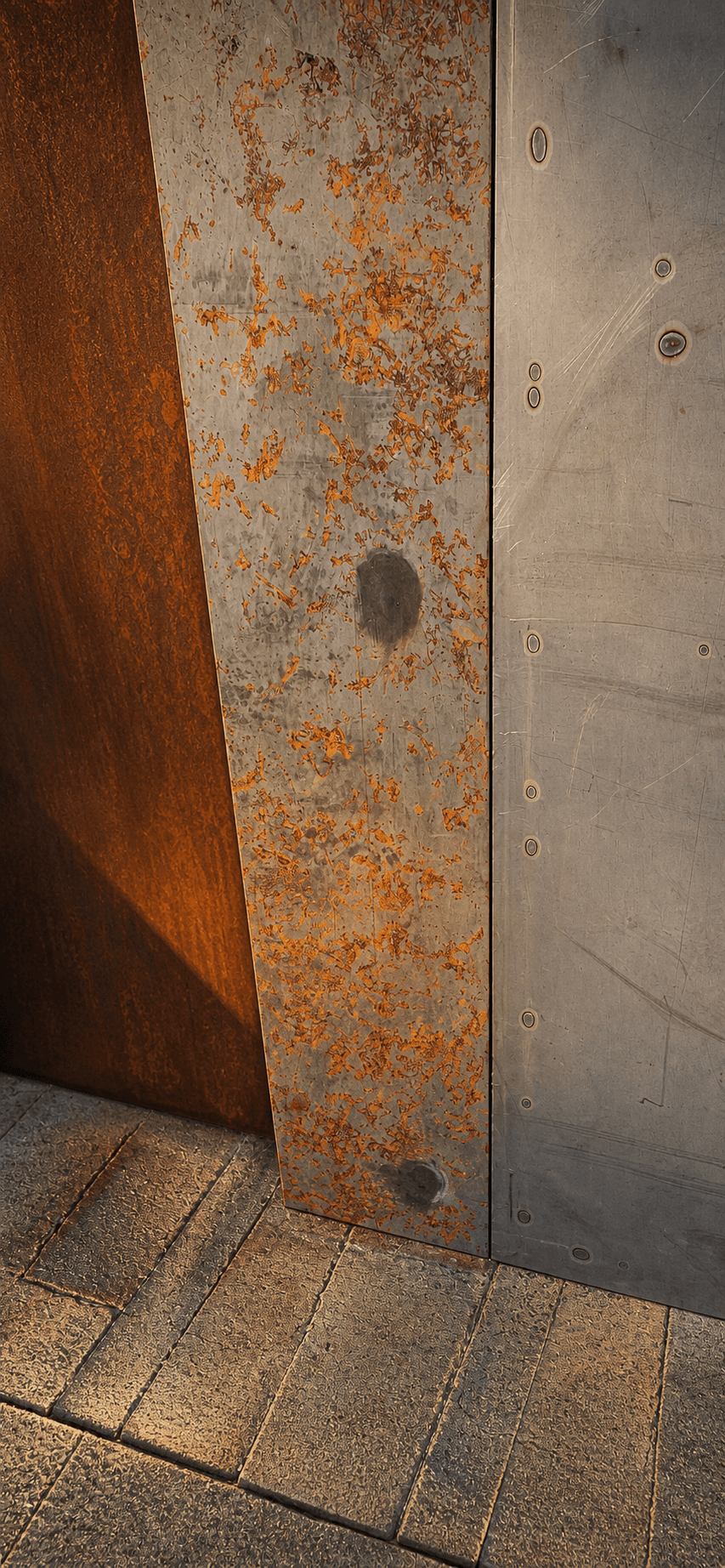 Detaliu suprafață oțel corten — textura oxidării naturale